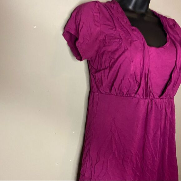 Motherhood Nursing Wear Purple Short Sleeve Blouse - Picture 5 of 9